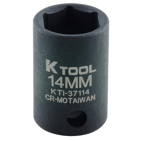 K-Tool International 3/8" Drive, 14mm Size, Metric Socket, 6 Points, Standard 6Pt, 3/8"Dr, 14mm KTI-37114